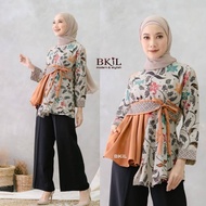 baju atasan wanita terbaru korea murah remaja couple batik kemeja pria - orange m