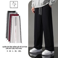 Unisex Straight Wide Leg Trousers Cotton Felt Fabric 3-Stripes Design with Drawstring Sports AP STOR