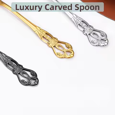 2/4/6/12 Pieces Sliver Spoons Gold Dinner Spoon Set Stainless Steel Tableware Western Soup Spoon Mir