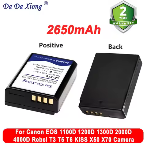 2650mAh LP-E10 High Quality Battery For Canon EOS Rebel T3, T5, T6, T7, Kiss X50, Kiss X70, EOS 1100