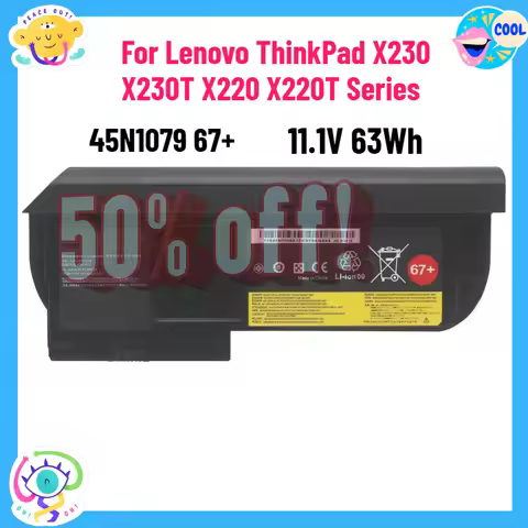 11.1V 63Wh 45N1079 67+ Laptop Battery for Lenovo ThinkPad X230 X230T X220 X220T Series Tablet 0A3631