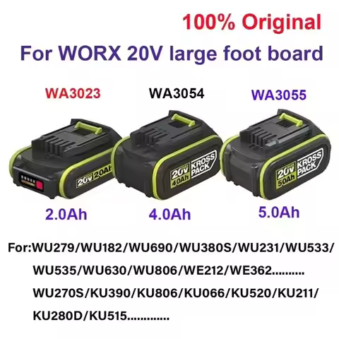 Original 20V 2.0Ah/4.0Ah/5.0Ah Battery for WORX Series Power ,Toolswith LED Indicator,for WU279.WU18