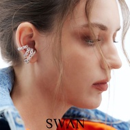 SWAN-Timeless Chain Triple Pave Cuff ต่างหูเงินแท้ คล้องหู ลายโซ่ cubic zirconia