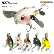 GREAT Cicada Lure, Floating Body 45mm Length Cicada Fishing Lure, Portable 7g Weight Metal-Blade Des