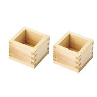 Global Sale- <br> Japanese Culture 2pcs Wooden Sake Cup Masu Box Wood L Shape 3.23" Square X 2.2" H 