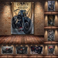Motorcycles Flag Polyester Banner Decoration Graphic Custom Printed Hanging Flag 4 Grommets In Corne