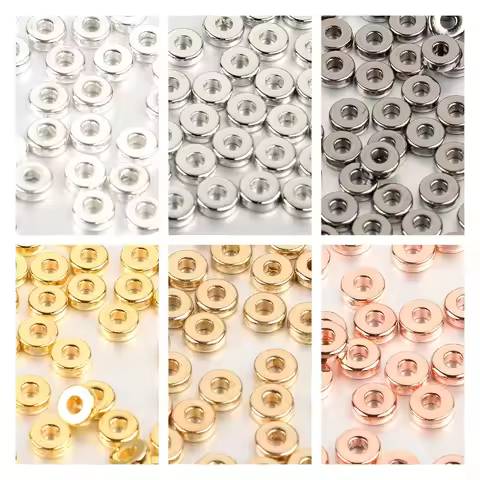 300/500pcs CCB Beads plated KC Gold Sliver Round Ring Spacer Beads for Jewelry Making DIY Bracelet N