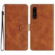 Ready stock Seven Butterflies Embossed Leather Phone Case For Sony Xperia 1 IV/Sony Xperia 1 V 2023/