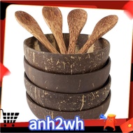 【A-NH】Coconut Bowls and Spoon Set,Salad Smoothie Mixing Dessert Fruit Ice Cream Snack Bowl for Kitchen,Dining 4 Set