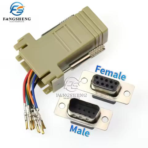 RJ45 to DB9 DB9 Female/Male Adapter Connector Rs232 Modular Cab-9as-fdte To Rj45 Db9 for Compute