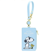 日本Snoopy 伸縮繩 證件套 八達通套 卡片套 散銀錢包  Pass Case (Blue Joe Cool) 平行進口