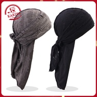 Retro Pirate Hat Cotton Long Tail Headband Hat Durag Bandana for Men