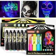 Face Paint for Halloween, UV Face Painting Kit Kids Adults,Neon Fluorescent Rave Body Paint Palette