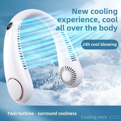 New Mini Neck Mounted Fan Portable Bladeless Neck USB Rechargeable Air Cooler 5 File Speed Summer Sp