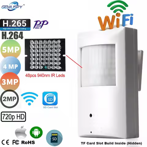 H.265 H.264 WIFI 1080P 4MP 5M Wireless PIR Mini IP Camera 940nm IR Invisible Night Vision Indoor P2P