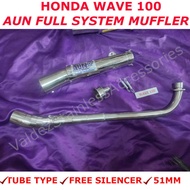 HONDA WAVE 100, New Full System Open Muffler AUN , Stainless Open PIpe
