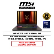 MSI Vector 16 HX AI A2XWIG 295 (16" QHD+ IPS 240Hz/U9-275HX/16GB DDR5/1TB SSD/RTX5080/Win11/2Y))