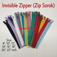 (33pcs & 63pcs) Zip Sorok / Zip Sembunyi / Invisible Zip (8, 10, 12, 14, 16, 18, 20, 22 inch)
