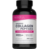 NeoCell Advanced Collagen Peptides | 360 Caplets | 6000mg | Grassfed Bovine | with Vitamin C & Bioti