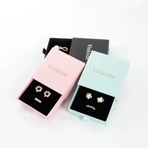 50pcs Custom Logo Jewlery Drawer Box Ring Earring Bracelet Pendant Necklace Packaging Paper Boxes Tr