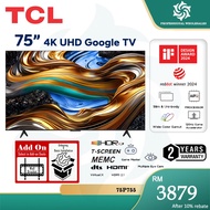 【LOWEST PRICE】TCL 75" 4K UHD Google TV with Wide Color Gamut, MEMC, T-Screen  75P755
