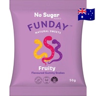Funday Natural Sweets Fruity Flavoured Gummy Snakes No Sugar Candy 50g imported from Australia 🇦🇺