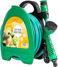 GloBrite Portable Hose Pipe Reel with 10M / 32 Feet Hosepipes, Adjustable 7 in 1 Spray Nozzle, Wall 