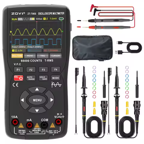 ZOYI ZT-706S 3-in-1 Automotive Oscilloscope Multimeter, True RMS with Waveform Generator, for Vehicl