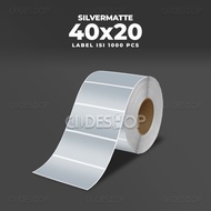 Silver Matte Sticker Label 40x20mm 40x20 Barcode Sticker 40 x 20 mm contents 1000 Pcs