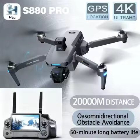 S880Pro Max GPS Drone - 3-Axis Gimbal 4K Dual Camera 6KM FPV Brushless RC Quadcopter with Laser Obst