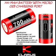 Klarus / Klarus Batteries / 16GT-70UR 16340 Battery with Micro-USB Recharging Port