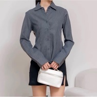 KEMEJA NOUNA GIRLS BOSS FITTED SHIRT WOMEN'S FITTED STRIPE SHIRT - FITTED STRIPE SHIRT TOP
