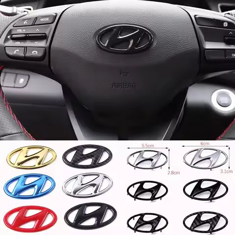 ABS Car Steering Wheel Emblem Sticker Accessories For Hyundai Genesis N-LINE I10 I20 I30 I40 IX20 IX