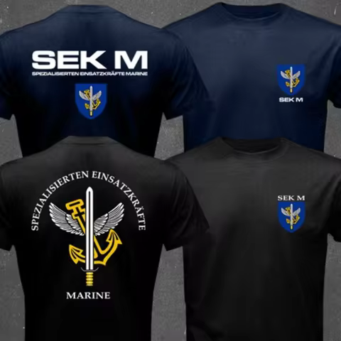 2025 New German Marine Corps Navy Special Deployment Force SEK Frogman Same Printed Cotton Short Sle