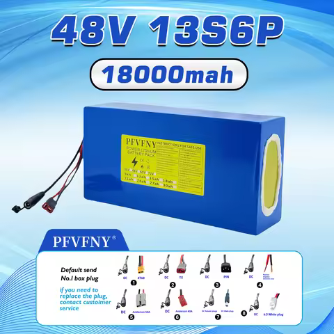 18650 Lithium Battery 48V 18AH 13S6P BMS Overcharge Over-Discharge Protection High Power