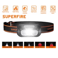 SUPERFIRE HL05-D Lampu Kepala Terang Rechargeable Headlamp 5 Mode Lighting LED Super Bright Outdoor 