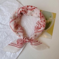 Fresh Sweet 2025 Spring Autumn New Products Loose Feel Small Square Scarf Female 58x58 Literary Retr