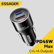 Essager 45W Car Chargers Type-C + USB A+Lightning Fast Charge Car Charger Three Ports Suitable For i