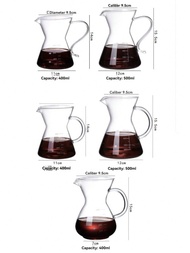 1PC 400ml/13.5oz/500ml/17ozPour Over Coffee Maker With Reusable Stainless Steel Drip Filter, Glass D