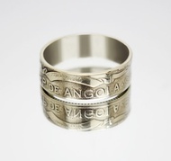 安哥拉硬幣戒指 20 寬扎 1975 年男士硬幣戒指 女士硬幣戒指