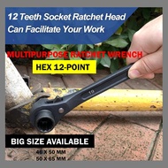 Big size dual ratchet 50 x 55 mm Double Ratchet Spanner Socket Wrench Tool Hexagon Scaffold Quick Wr