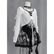 Sleepless Day Gothic Style Layered Blouse and Mini Skirt Set