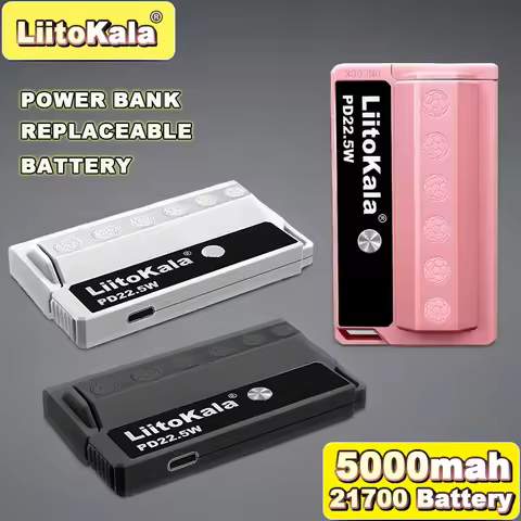 LiitoKala PB-L01 22.5W Portable Charger: Fast-Charging Power Bank with Removable 21700 Battery, Ultr