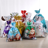 (With ribbon) Christmas Gift Bags Santa Claus Drawstring Bag Candy Bag Goodies Bag Food Storage Organizer/ Xmas Birthday Party Supplies