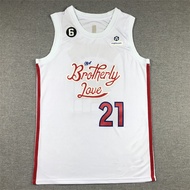 Famous Embroidered Basketball Jersey Yes76 No. 21 Enbider Style, American Style, Ready Stock.