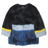 二手 BANDITS BILLY THE KID顏色皮草大衣，XS 碼，藍色，人造皮草漸變色。