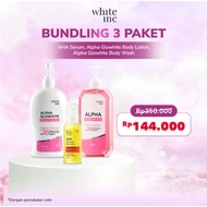 [3 Pcs] WHITE INC Alpha Glowhite Body Lotion + AHA Body Serum + Alpha Glowhite Body Wash - Bundling