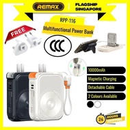 [3CCC] Remax RPP-116 Portable Powerbank Wireless Charging 10000mAh Charging Head Inbuilt Cable IOS C