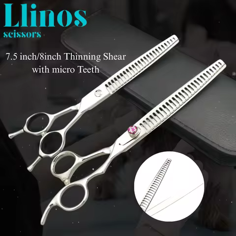 7.5"/8" Right-Handed Pet Thinning Scissors with Micro Teeth (Shark Teeth) – 9CR18MOV Steel