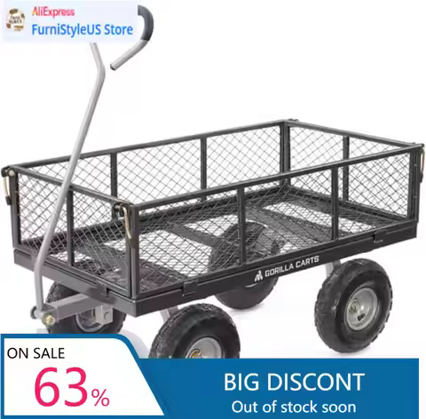 Steel Utility Cart, 4 Cu Ft Bed, 800 lb Load Capacity, Black – Heavy-Duty Outdoor Hauling Wagon with